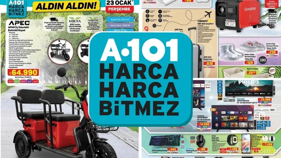 23 Ocak A101 aktüel ürünler: Büyük boy valiz 839 TL, overlok makinesi 5.999 TL ile satışta! 1
