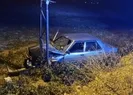 Çorumda otomobil tarlaya uçtu