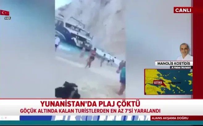 Yunanistan'da plaj çöktü!