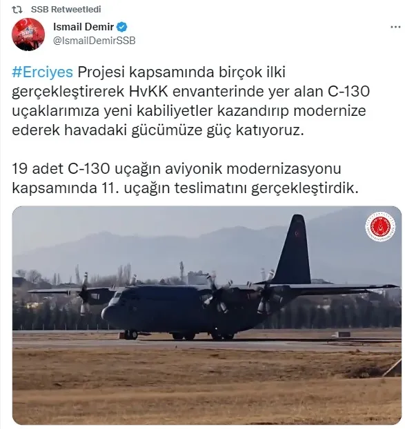 Savunma Sanayii Başkanlığı: 11’inci C-130 uçağı Hava Kuvvetleri’ne teslim edildi