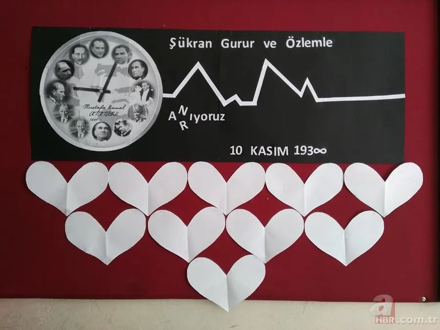 10 Kasım panosu nasıl yapılır? 10 Kasım Atatürk'ü Anma Günü pano çalışmaları! İşte örnek panolar ve yazıları... 17