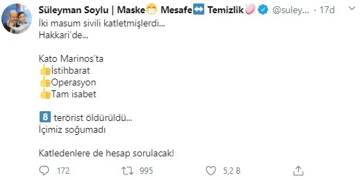 İçişleri Bakanı Süleyman Soylu: Hakkari'de 8 terörist etkisiz hale getirildi - 1
