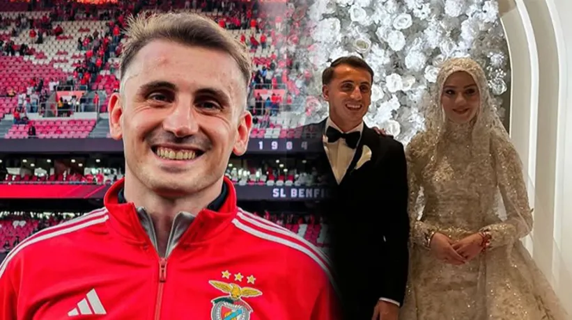 Mili futbolcu imzayı attı: Kerem Aktürkoğlu ile Ceren Azak'ın düğününden ilk kare