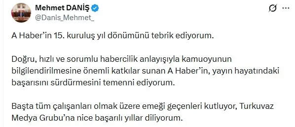 turkiyenin-gur-sesi-a-haber-15-yasinda-pes-pese-tebrik-mesajlari-1777143886805.jpeg RTÜK Başkanı Daniş'ten A Haber'e tebrik mesajı (Foto: ahaber.com.tr ekran görüntüsü)