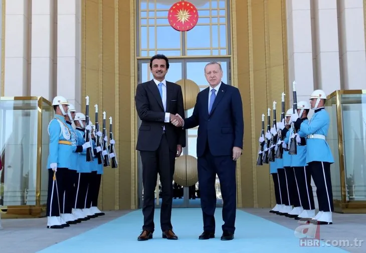 Başkan Recep Tayyip Erdoğan, Katar Emiri Şeyh Temim bin Hamed Al Sani’yi böyle karşıladı