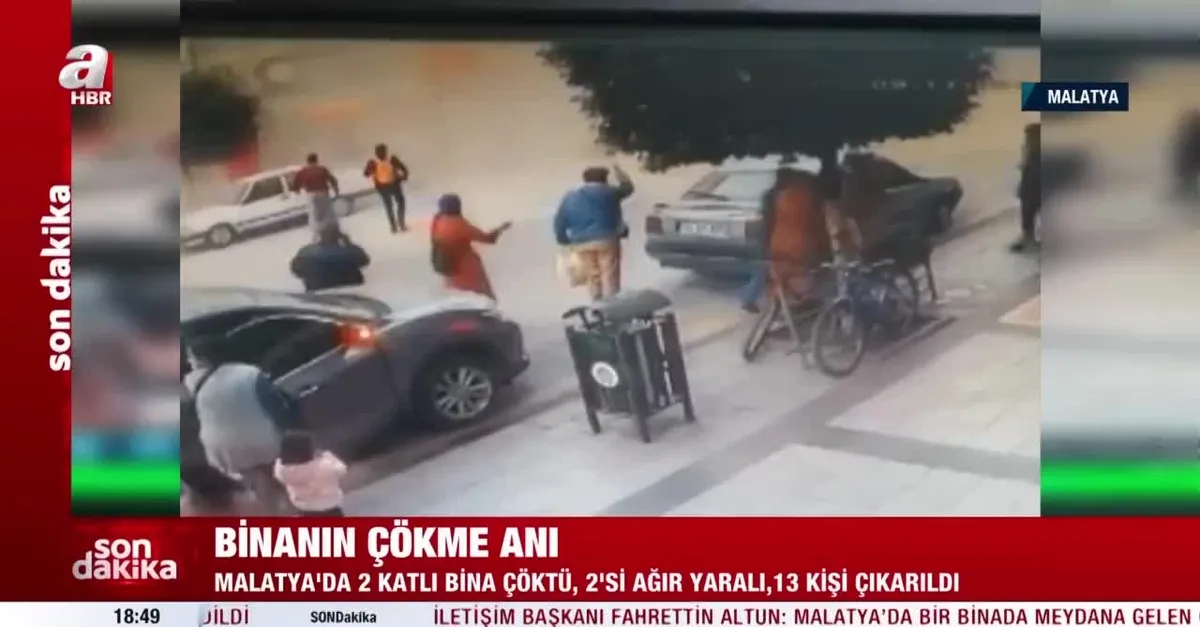 Malatya'daki binanın çökme anı kamerada