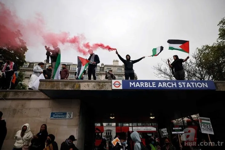 İngiltere’de İsrail’in Gazze saldırıları protesto edildi! Binlerce kişi...
