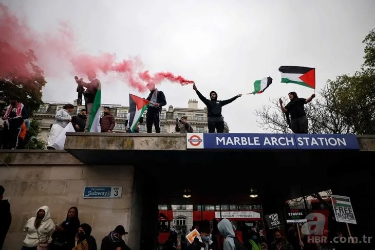 İngiltere'de İsrail'in Gazze saldırıları protesto edildi! Binlerce kişi...