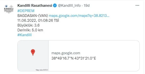 Van deprem son dakika 2022: Van'da deprem mi oldu, kaç büyüklüğünde? Van'da az önce deprem mi oldu? AFAD ve Kandilli son depremler... - 2