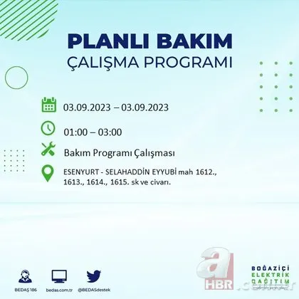 Pazar günü İstanbul’da elektrik kesintisi! BEDAŞ vatandaşı saat vererek uyardı! İşte ilçe ilçe kesinti listesi...