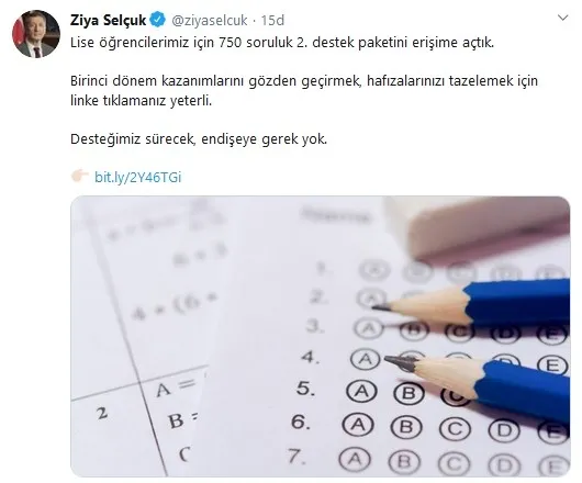 Son dakika: Milli Eğitim Bakanı Ziya Selçuk duyurdu: Erişime açıldı