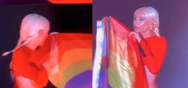 Gülşen’in skandallarına bir yenisi daha eklendi! Konserinde LGBT bayrağı açıp hayranlarına çıkıştı