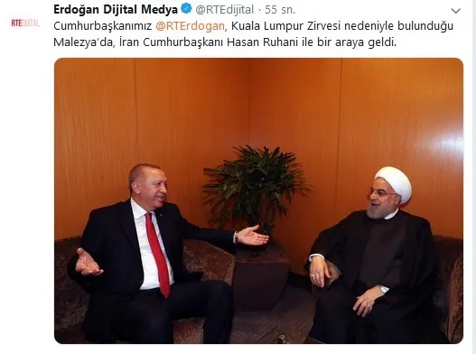 Son dakika: Başkan Erdoğan, Ruhani ile Malezya’da görüştü