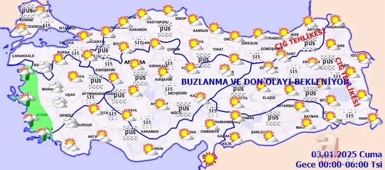 Meteoroloji Hava Durumu Raporu 2 Ocak | Buzlanma, çığ ve don uyarısı: İstanbul, Bursa, Erzurum... 9