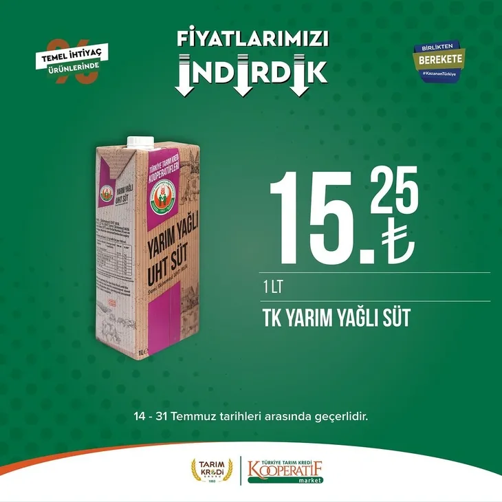 Tarım Kredi Market indirimlerinde son 6 gün! Katalogda yok yok! Çamaşır deterjanı 99.90, Ayçiçek yağı 36.90, Süzme peynir 64.90, zeytin 57.90 TL...