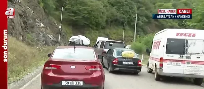 A Haber ekibi Hankendi’de! Ermeni siviller Laçın koridoru üzerinden Ermenistan’a geçiyor
