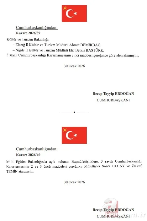 Cumhurbaşkanlığı kararları Resmi Gazete'de! Çevre Şehircilik Bakanlığı'na üst düzey atama! 13 ilin müftüsü değişti 6