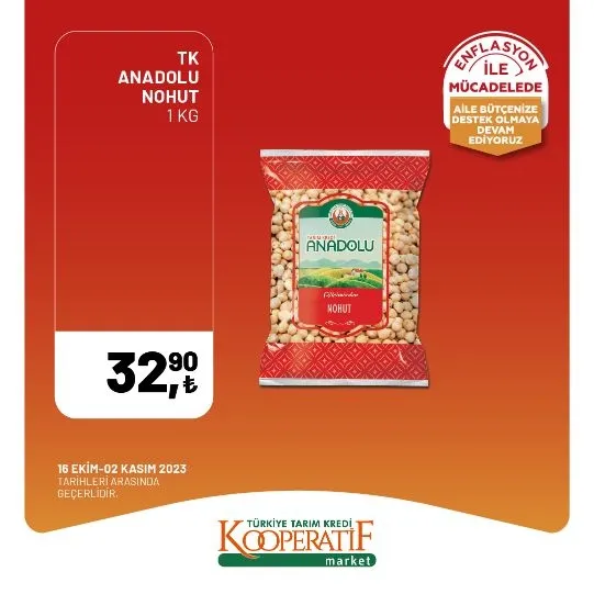 Tarım Kredi Market 30 Ekim indirim kataloğu! Kuru Soğan 5,90 TL, Salatalık 9,75 TL, Limon 10,90 TL, Yerli muz 28,90 TL, Mandalina 12,50 TL satışta…