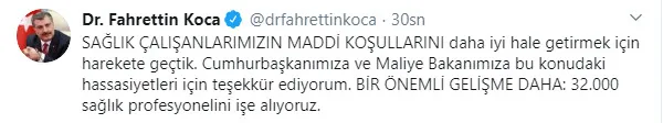 Son dakika: Sağlık Bakanı Koca açıkladı! 32 bin sağlık personeli alınacak