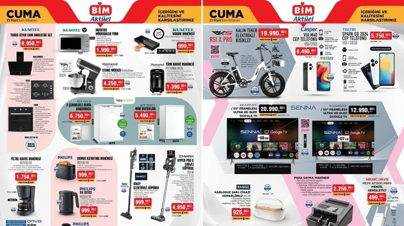 BİM 21 Mart aktüel kataloğu: Mikrodalga fırın, ekmek kızartma makinesi...