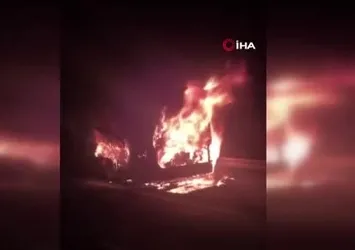 Ankara'da yolcu otobüsü alev alev yandı