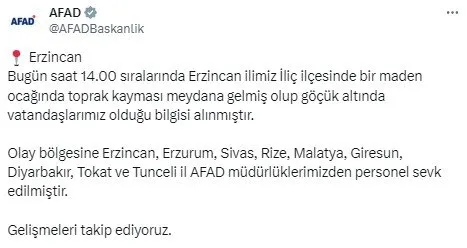 Erzincan’da maden faciasında heyelan | Bakan Yerlikaya son durumu açıkladı