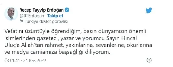 Hıncal Uluç 83 yaşında hayatını kaybetti! Usta yazar için taziye mesajları peş peşe geldi