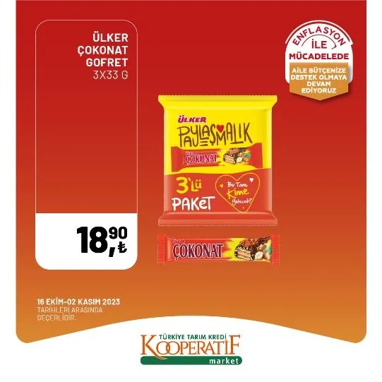 Tarım Kredi Market 30 Ekim indirim kataloğu! Kuru Soğan 5,90 TL, Salatalık 9,75 TL, Limon 10,90 TL, Yerli muz 28,90 TL, Mandalina 12,50 TL satışta…