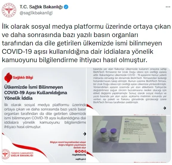 Son dakika: Sağlık Bakanlığından "ismi bilinmeyen Covid-19 aşısı" iddialarına jet yanıt - 1