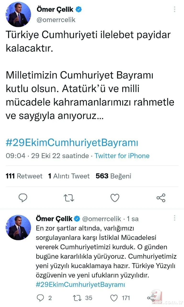 Cumhuriyet 99 yaşında! Siyasilerden 29 Ekim Cumhuriyet Bayramı mesajları 9