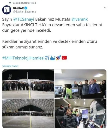 Bakan Varank, Bayraktar AKINCI TİHA'nın saha testlerini inceledi - 1