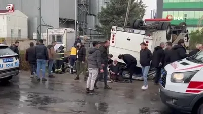 İşçi servisi minibüsü takla attı