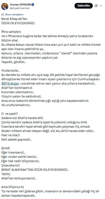 Gazeteci-yazar Osman Diyadin (Fotoğraf - X platformu - ekran görüntüsü)
