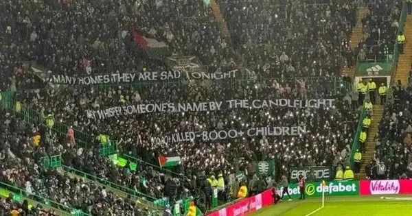 Celtic taraftarlarından Filistin’e destek! Bu sefer de pankart açtılar: Birçok ev bu gece üzgün