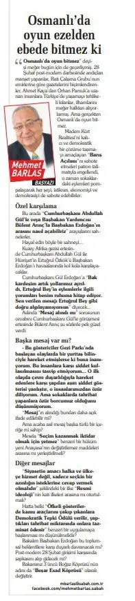 Vesayet odaklarına ve milli irade düşmanlarına karşı hep dik durdu! İşte Mehmet Barlas'ın o dönemlere ışık tutan yazıları - 5