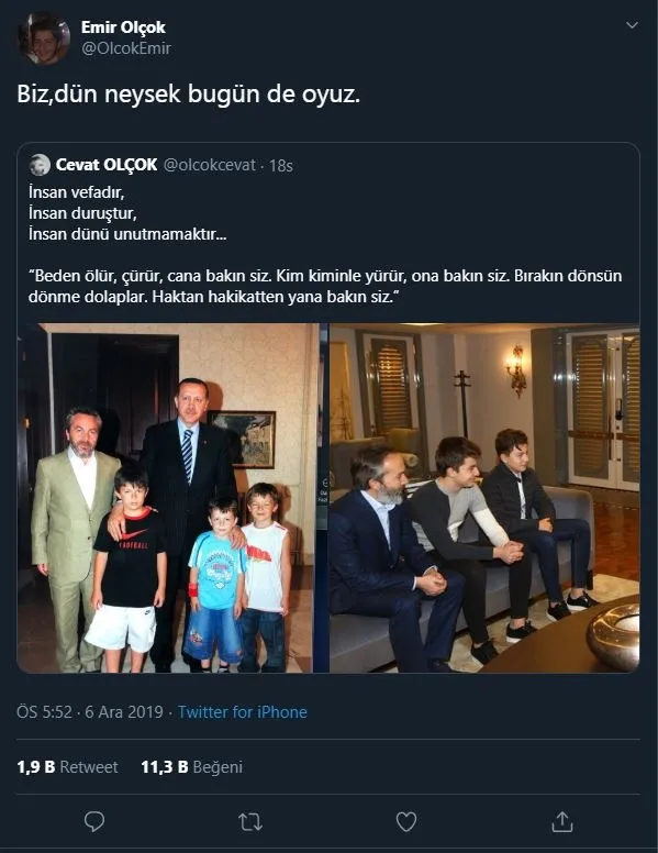 Erol Olçok’un oğlu Emir Olçok’tan Twitter’da duygulandıran paylaşım