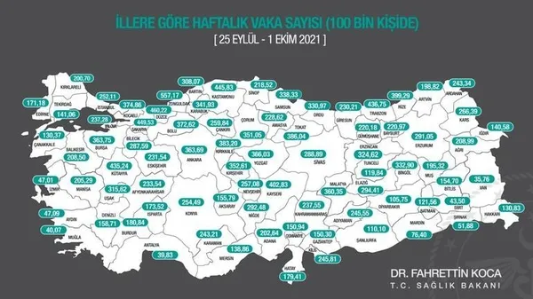 Son dakika | İşte vaka sayısı en çok artan 10 il! Yeni harita yayınlandı - 1