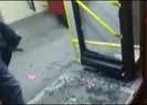 Belediye otobüsüne taşla saldırdılar