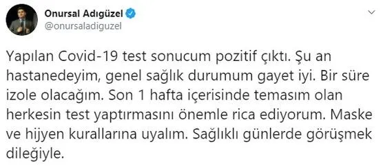 CHP’li Onursal Adıgüzel koronavirüse yakalandı! Testten rahatız olan Özel ne yapacak?