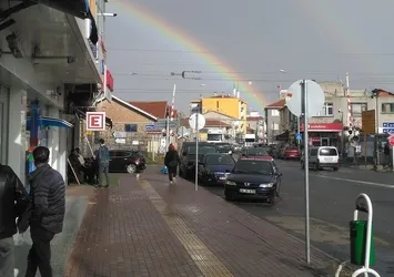 Görüntüler Tekirdağ'dan! Yağmur sonrası ortaya çıkan gökkuşağı hayran bıraktı