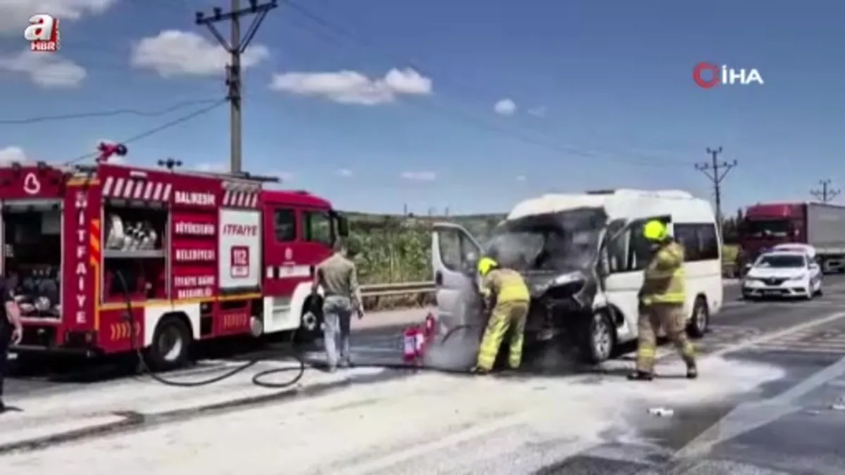 Susurluk'ta araç yangını paniğe neden oldu