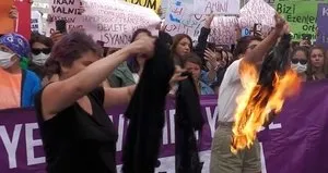 LGBT bayrağı açıp başörtüsüne saldırdılar