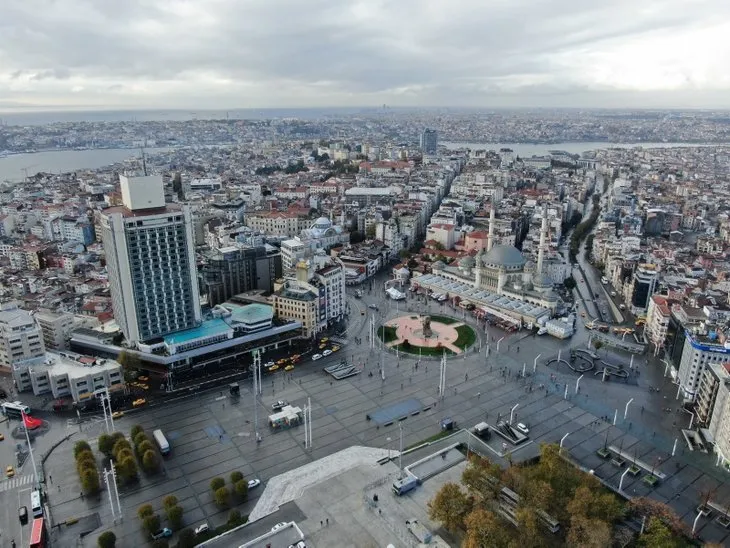Kısıtlama sonrası Taksim hareketlendi! Havadan böyle görüntülendi