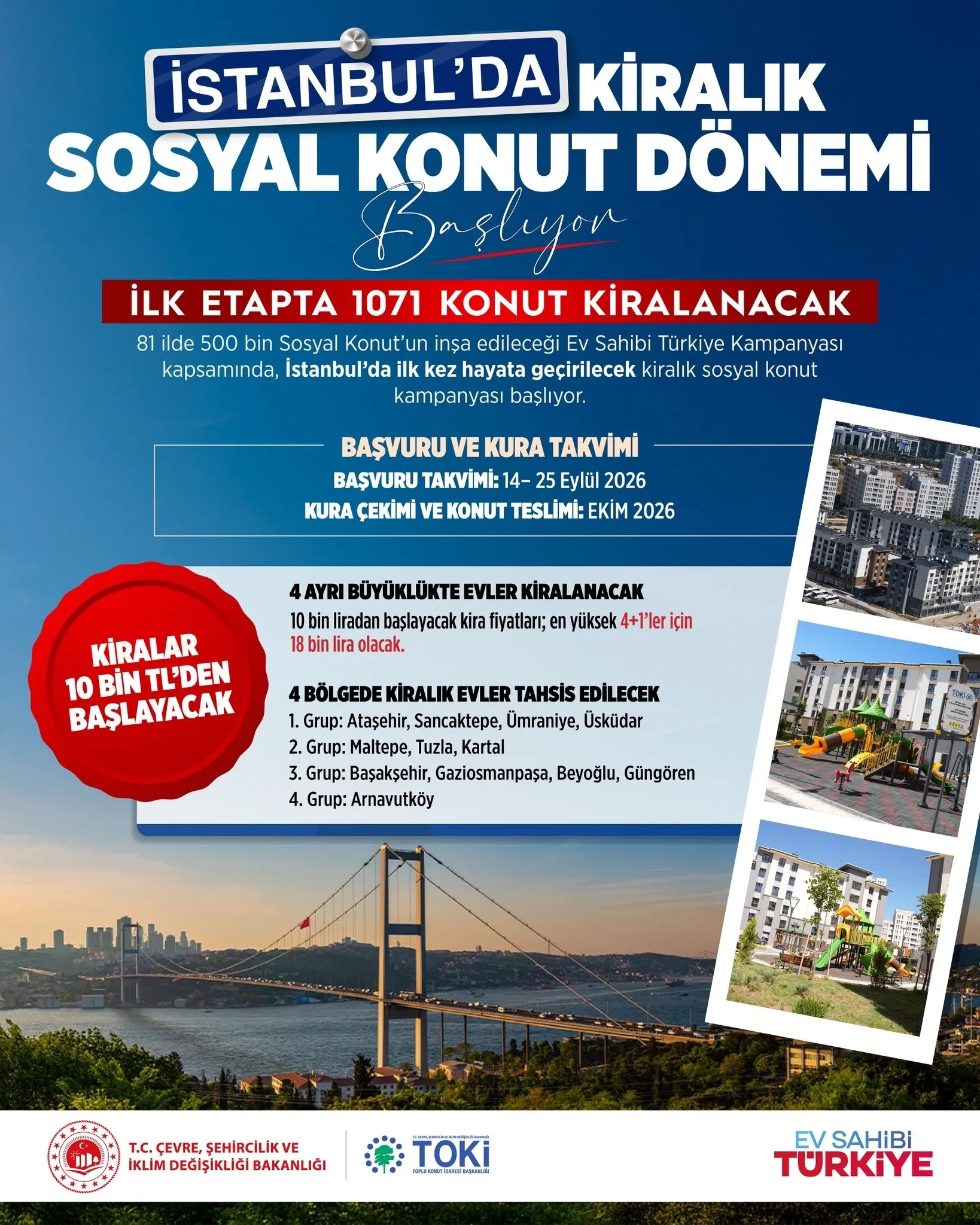 TOKİ'nin İstanbul'daki kiralık sosyal konut projesinde detaylar belli oldu! Kiralar 10 bin TL'den başlıyor