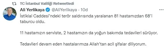 İstanbul Valisi Ali Yerlikaya'dan Beyoğlu açıklaması: 81 hastamızdan 68’i taburcu oldu