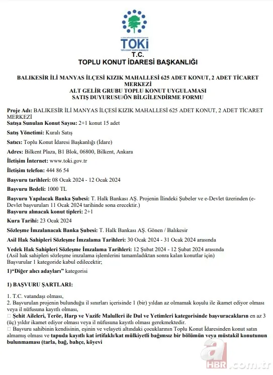 TOKİ müjdeyi duyurdu! Ayda 5000 TL ödeyerek ev sahibi olabilirsiniz! 2+1 daire satış bedeli, 1.164.216 TL'den... 5