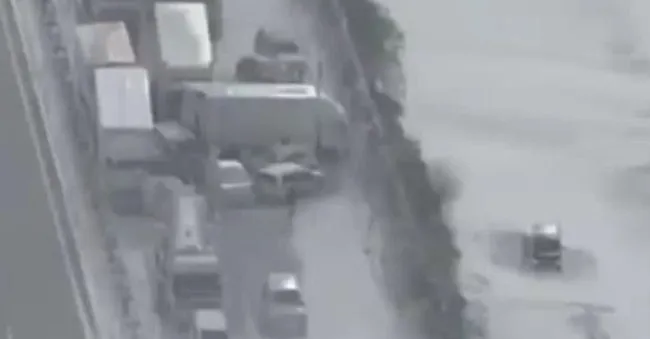 Japonya'da inanılmaz zincirleme trafik kazası! 130 araç birbirine girdi - 1