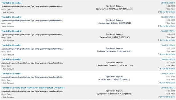 İŞKUR kurumları açıkladı! İlkokul mezunu 5.234 personel alımı başladı! 2023 Aralık ayı temizlik görevlisi alımı yapan kurumlar