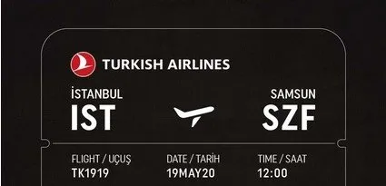 tarihiyolculuk.com: THY 19 Mayıs tarihi uçuş bileti nasıl alınır? TK1919 uçuşu hatıra bileti ücretli mi?