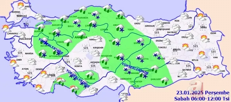Güneşe aldanmayın haritaya yansıdı: Kar, buzlanma, çığ alarmı! Meteoroloji 23 Ocak Perşembe hava durumu 7